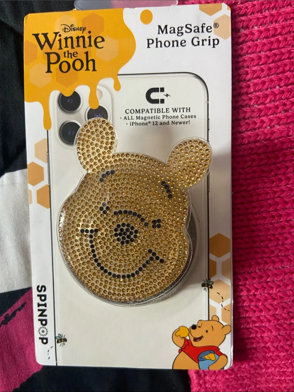Disney Winnie the Pooh Gold Crystal MagSafe Phone Grip